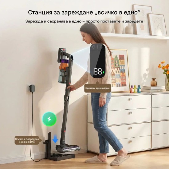 Вертикална Безкабелна Прахосмукачка Lubluelu G30 - 400W, 80AW