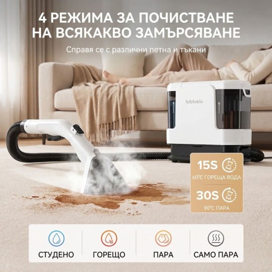 Перяща Прахосмукачка за Килими и Тапицерии Lubluelu V11 - 1900W, 16 500 Pa, Бяла