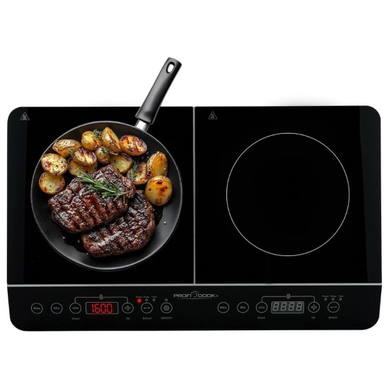 Двоен Индукционен Стъклокерамичен Котлон ProfiCook PC-DKI 1067 - 3500W, Черен