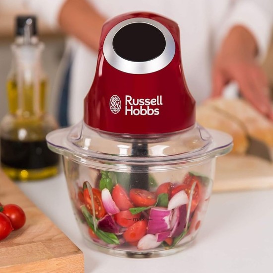 Мини Чопър със Стъклена Купа Russell Hobbs 24660-56, 200W, Червен