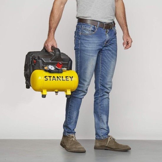 Тих Компресор за Въздух Stanley DST 100/8/6 - 750W, 59 dB, Жълт