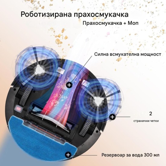 Робот Прахосмукачка Venga! VG RVC 3000 BK - 1600Pa, 0.6л, Черен