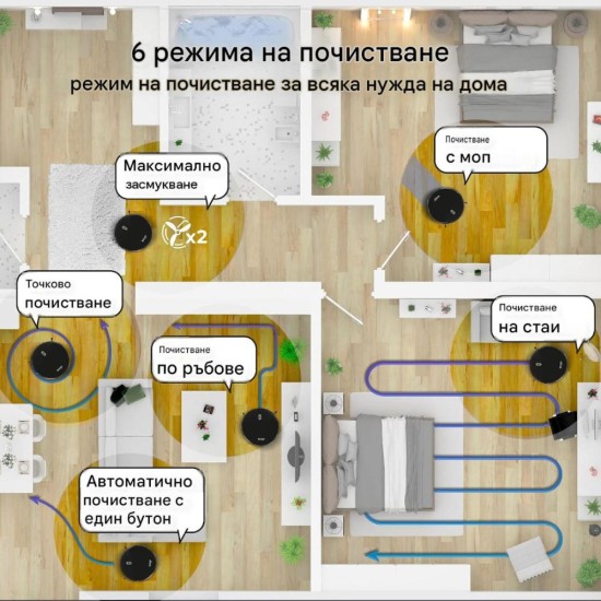 Робот Прахосмукачка Venga! VG RVC 3000 BK - 1600Pa, 0.6л, Черен