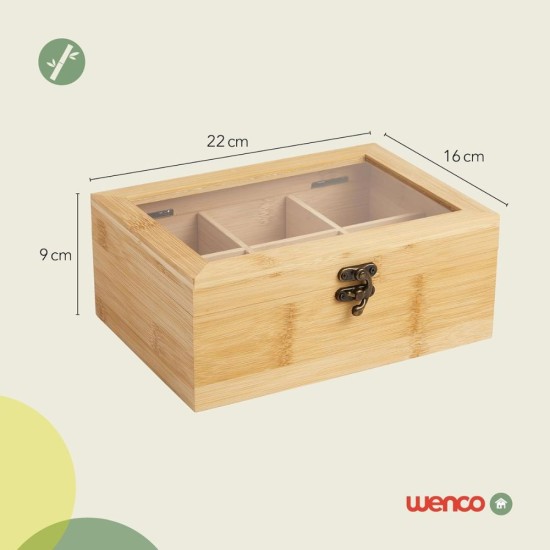 Кутия за Чай от Бамбук с 6 Отделения Wenco Premium