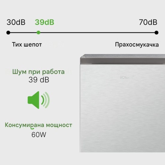 Мини Хладилник с Камера Bomann KB 7245 – 45л, 39dB, Инокс