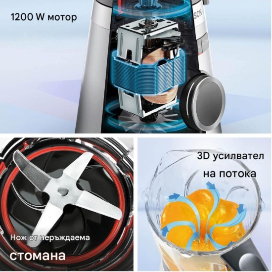 Кухненски Блендер Bosch VitaPower Series 4 MMB6174SN - 1200W, 1.5л, Инокс