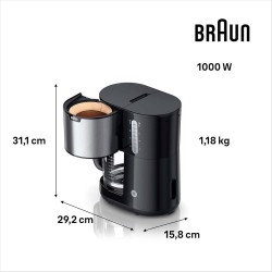 Кафемашина за Шварц Кафе Braun KF1500BK за 10 Чаши, 1000W