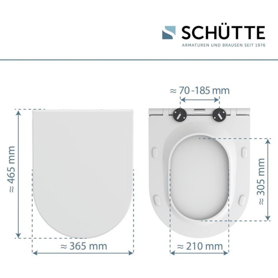 Тоалетна Седалка с Плавно Затваряне Schütte 83610-A - D-Форма, Бяла