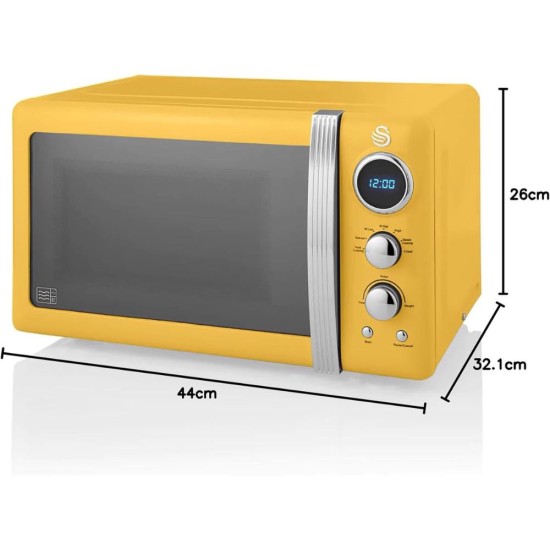 Микровълнова Фурна с Ретро Дизайн Swan SM22030YELNEU 20L