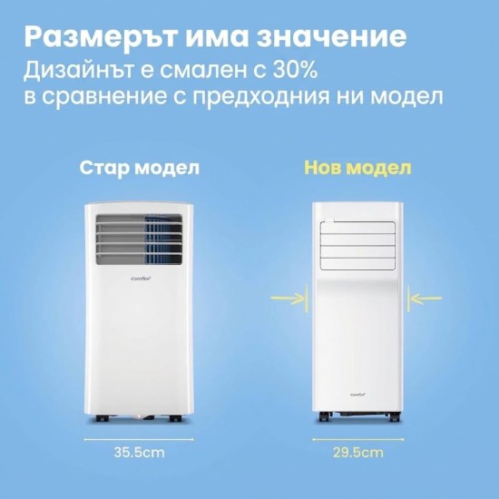 Мобилен Климатик Comfee Breezy Cool Pro 2.6 - 9000 BTU, 2.6 kW, Бял