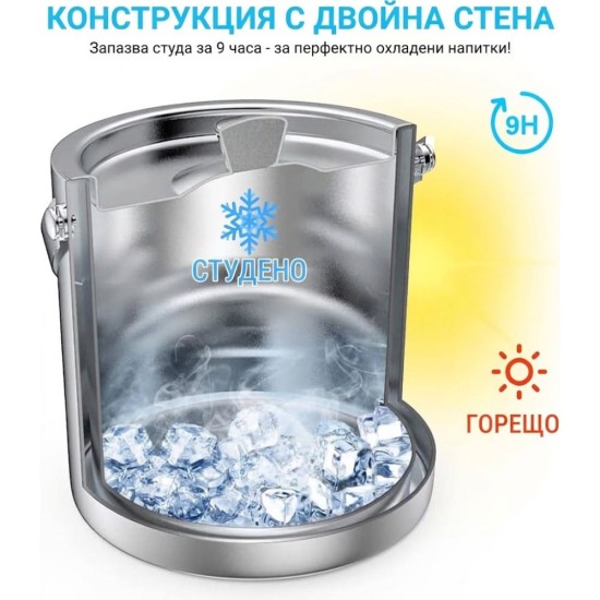 Термоизолирана Кофа за Лед с Двойна Стена GMGXX –  2L, Неръждаема Стомана