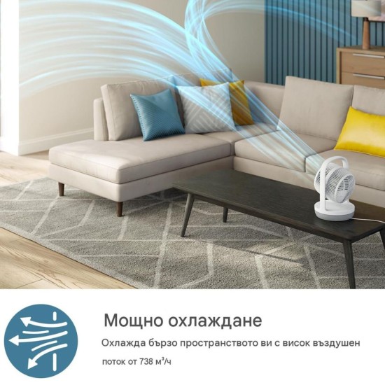 Настолен Вентилатор Philips CX2050/00 – 738 m³/h, 24W, Бял
