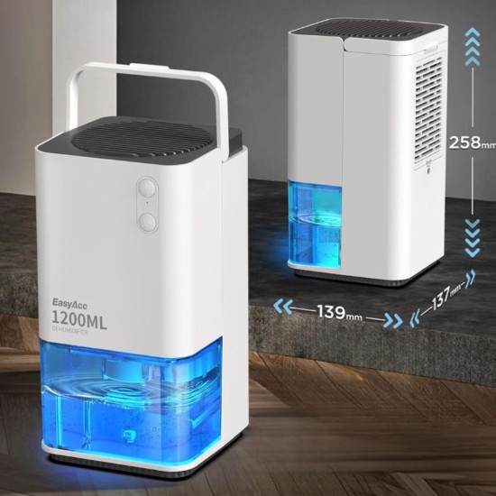 Влагоуловител EasyAcc KW-CS01 1200 мл - Тих и Компактен, за Помещения до 20 м² 
