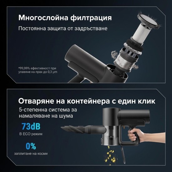 Безкабелна Прахосмукачка за Сухо и Мокро Почистване Roborock F25 ACE Combo – 20 000Pa, Черна