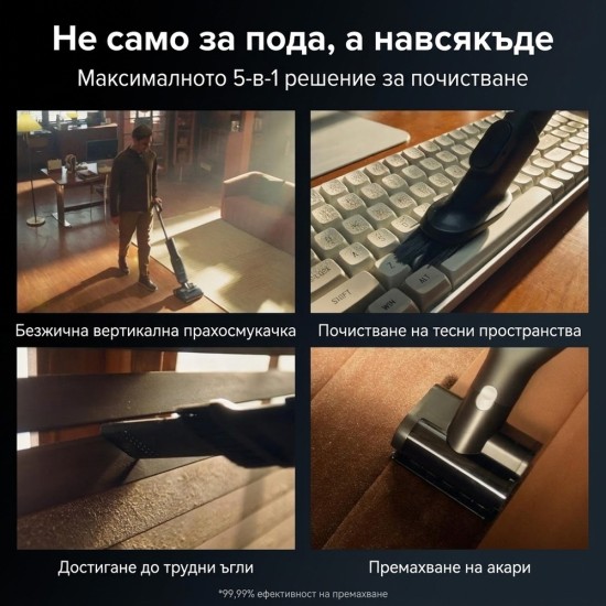 Безкабелна Прахосмукачка за Сухо и Мокро Почистване Roborock F25 ACE Combo – 20 000Pa, Черна