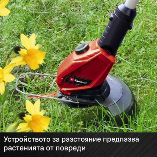 Акумулаторен Тример за Трева със Зарядно и Батерия Einhell GE-CT 18 Li - 24см, Червен