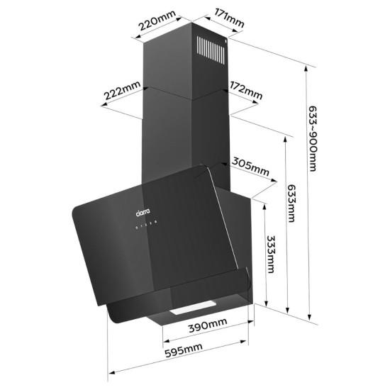Кухненски Аспиратор CIARRA CBCB6765C, 60 см, 580 м³/ч, Черен