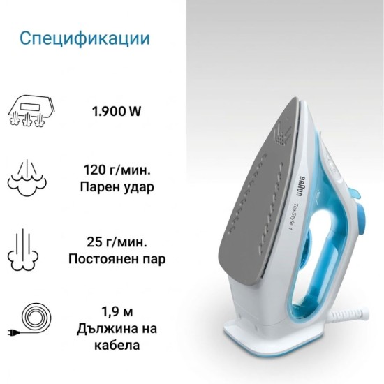 Парна Ютия Braun TexStyle 1 SI1029BL – 1900W, Синя