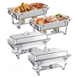 Комплект Съдове за Бен Мари за Топли и Студени Ястия WENMILY DT-F1044 - 9л, Инокс, 4бр.