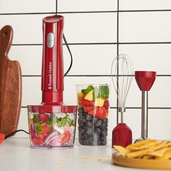 Ръчен Пасатор, Чопър и Бъркалка 3 в 1 Russell Hobbs Desire 27142-56, 500 W, Червен