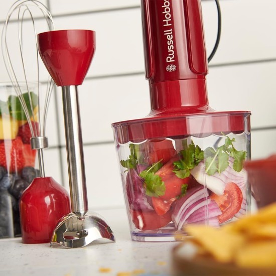 Ръчен Пасатор, Чопър и Бъркалка 3 в 1 Russell Hobbs Desire 27142-56, 500 W, Червен