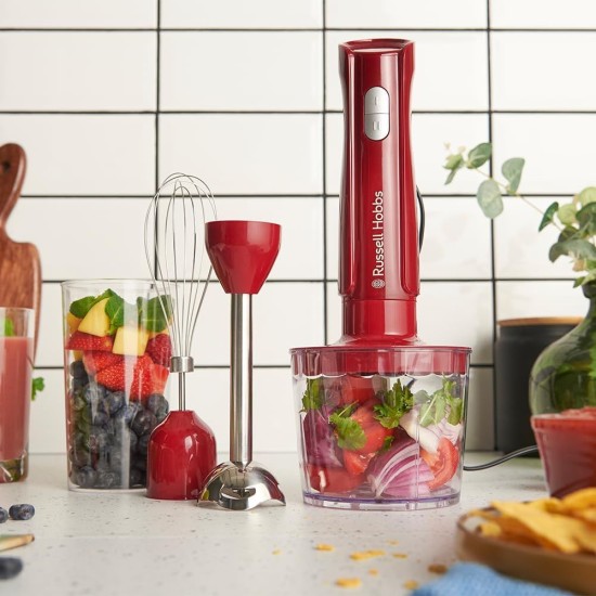 Ръчен Пасатор, Чопър и Бъркалка 3 в 1 Russell Hobbs Desire 27142-56, 500 W, Червен