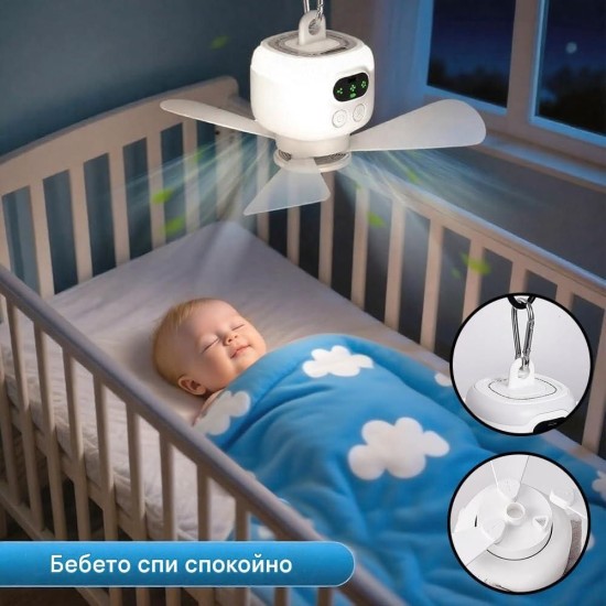 Преносим Таванен Вентилатор с LED Лампа TUIBEIDAMAI 1 US - 40W, Бял
