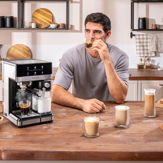 Еспресо Кафемашина Cecotec Power Espresso 20 Touch & Cream - 1350W, 20 bar, Черна