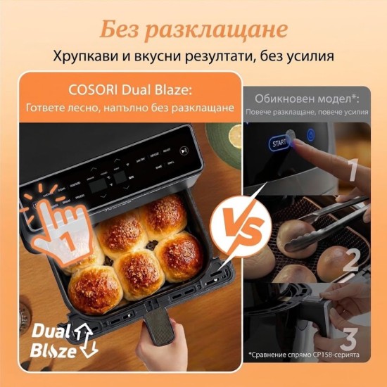 Еър Фрайър 11 в 1 COSORI Dual Blaze CAF-P585S – 1700W, 6.4л, Черен