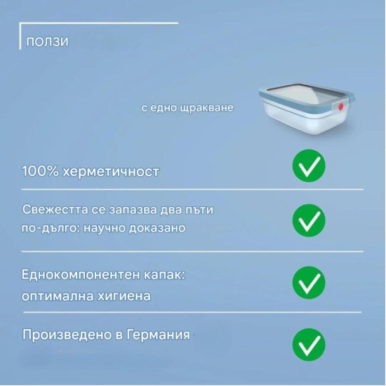 Комплект Кутии За Храна Emsa OneClick N1230900 - 5 Части, Сини