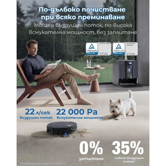 Робот Прахосмукачка ECOVACS X12 OmniCyclone – 22 000Pa, Черен
