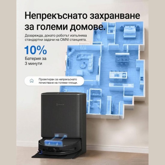 Робот Прахосмукачка ECOVACS T90 PRO OMNI – 30 000Pa, Черен