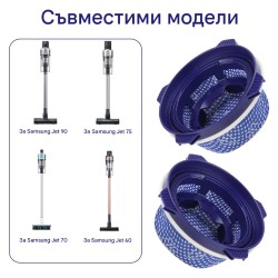 Комплект HEPA Филтри Sauntere XCQ-2 за Samsung Jet - 2 бр, Миещи се