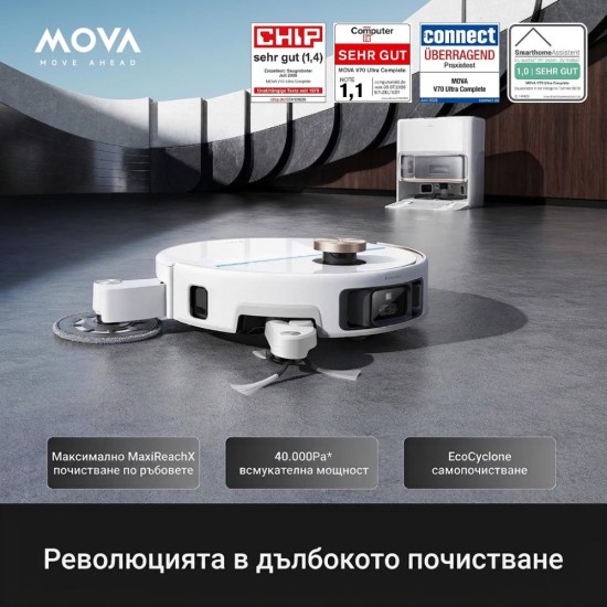 Робот Прахосмукачка MOVA V70 Ultra Complete X – 40 000Pa, Бял