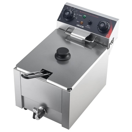 Професионален Електрически Фритюрник VEVOR SEF-101V - 2500W, 6.8л, Инокс